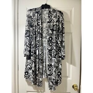 Mirror Image Womens 2X Cardigan Geometric Tribal Sheer Mesh Open Front